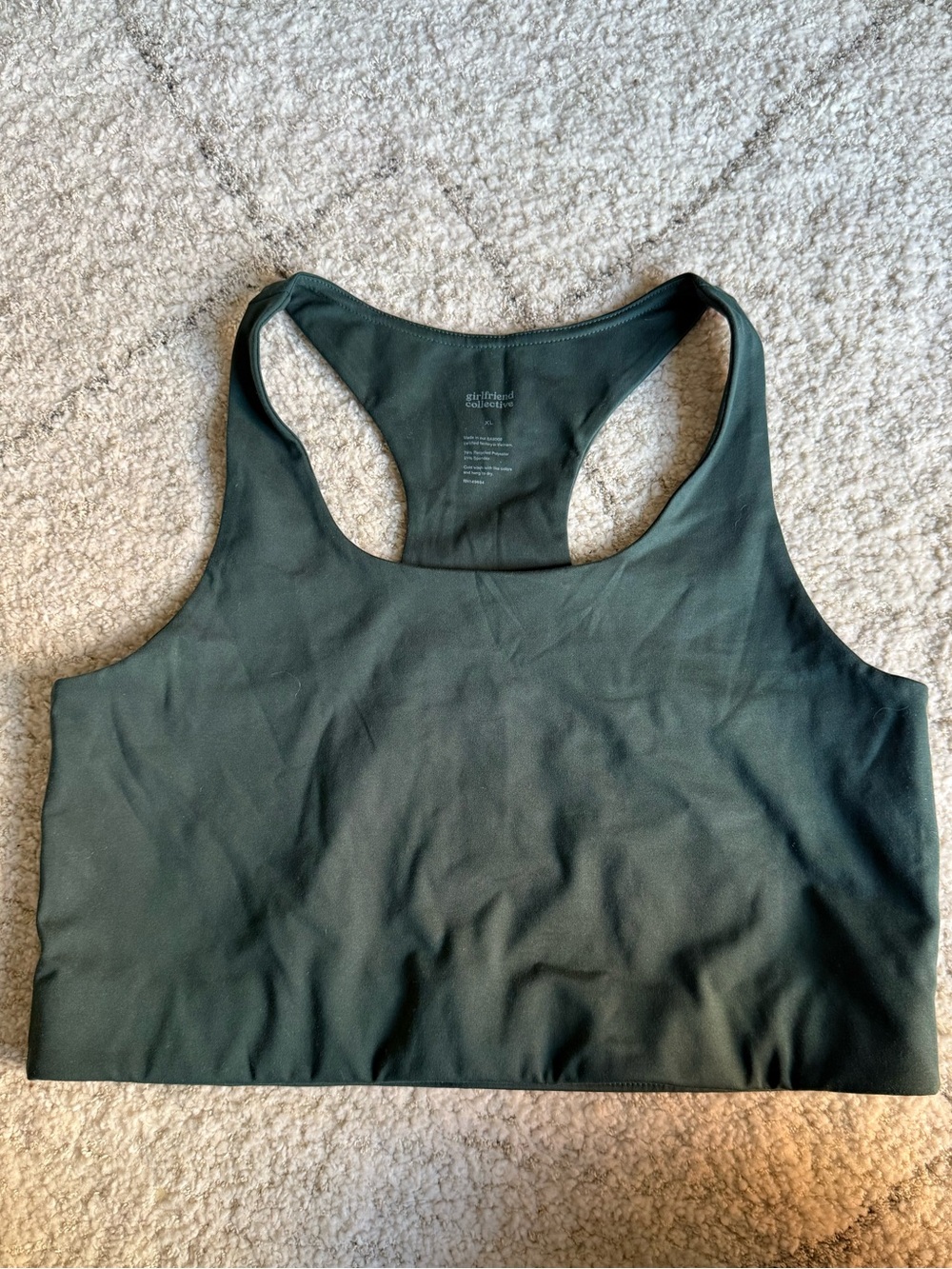 Girlfriend Collective Olive Green Racerback Sports Bra Size XL